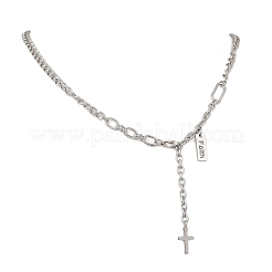 Цепочка-подвеска с крестом и кисточкой из нержавеющей стали 304&nbsp;NJEW-JN05833