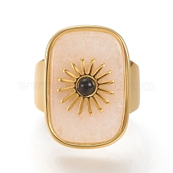 Кольца-манжеты из натурального белого нефрита и черного агата&nbsp;RJEW-P016-01A-06G