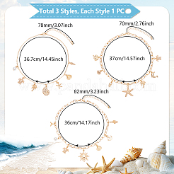 3 шт. 3 стиля океанская тема сплав ракушка солнце морская звезда подвеска ожерелье комплект&nbsp;NJEW-UN0001-57