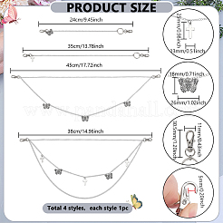 4 шт. 4 стиля латунных витых цепочек для кошелька&nbsp;HJEW-PH02054