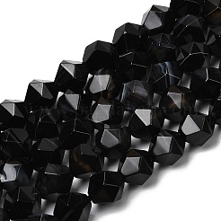 Нити бусин из натурального чёрного полосатого агата/полосатого агата&nbsp;G-Z119-A03-02