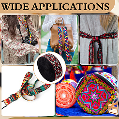 Жаккардовая лента из полиэстера в этническом стиле для аксессуаров одежды&nbsp;OCOR-WH0097-83B