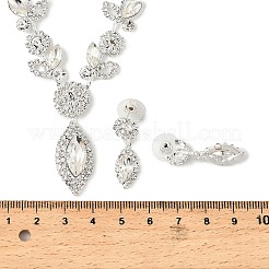 Комплект из серег-гвоздиков и ожерелий с подвесками в виде листьев из латуни и страз для женщин&nbsp;SJEW-M102-01S