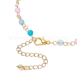 Браслеты на ногу из круглозвенной ограненной цепочки из нержавеющей стали 304 и натурального агата (окрашенного и нагретого)&nbsp;AJEW-AN00747-01