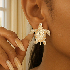 4 пара двухцветных сережек-гвоздиков из сплава с изображением морской черепахи для женщин&nbsp;EJEW-HY0001-17