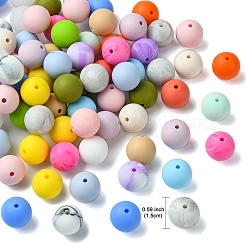 105шт 20 стиля круглые силиконовые фокусные бусины&nbsp;SIL-YW0001-61