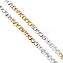 Двухцветные кубинские звенья из нержавеющей стали 304 толщиной 4 мм с застежками-пружинками&nbsp;NJEW-JN05707