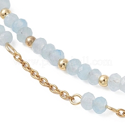 Регулируемые многорядные браслеты из натурального малайзийского нефрита и нержавеющей стали 304&nbsp;BJEW-JB13035-04