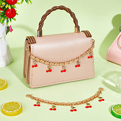 2 шт. 2 стиля сплав красная эмаль вишня подвеска железная сумка декоративные цепочки&nbsp;HJEW-PH02232