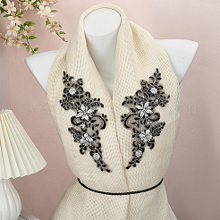 1 пара цветочных полиэстеровых аксессуаров с вышивкой стеклом и пришивным орнаментом&nbsp;PATC-FG0003-41