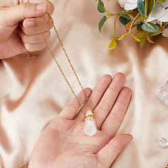 1 шт. натуральный кварцевый кристалл граненый шестиугольная призма флакон духов горный хрусталь кулон ожерелья&nbsp;NJEW-FH0001-17G-02