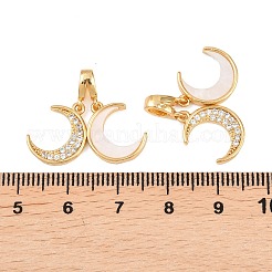 Подвески из латуни с микропаве из прозрачного кубического циркония и синтетической раковиной&nbsp;KK-G552-01G