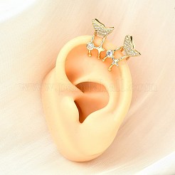 Латунные серьги-манжеты из прозрачного кубического циркония&nbsp;EJEW-F370-24G