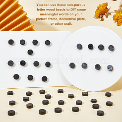 26 шт. 26 стиля плоские круглые с буквами деревянные кабошоны WOOD-GA0001-28