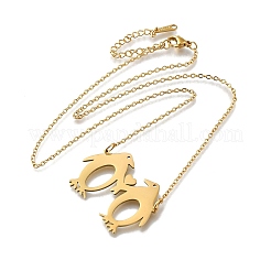 Ожерелья с подвеской в виде двойного пингвина из нержавеющей стали 304 с лазерной резкой для женщин и мужчин&nbsp;NJEW-Q032-01A-G