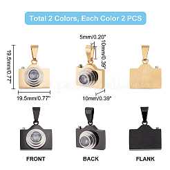 4 шт. подвески из нержавеющей стали 304 двух цветов с прозрачными кубическими цирконами&nbsp;STAS-UN0036-02