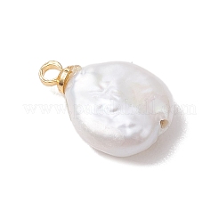 Плоские круглые подвески из натурального жемчуга кеши&nbsp;PALLOY-JF05077-01