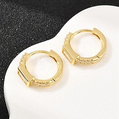 Прямоугольные серьги-кольца из латуни с микропаве из прозрачных кубических цирконий&nbsp;EJEW-D348-05G