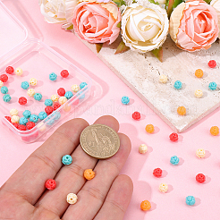 120 шт. 4-х цветные резные бусины из синтетического коралла&nbsp;CORA-PA0001-02