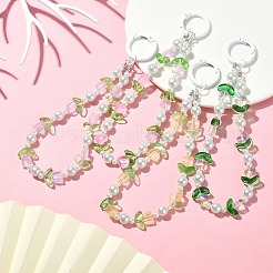 Брелок-кулон из прозрачного стеклянного бусин-тюльпана&nbsp;KEYC-JKC00493