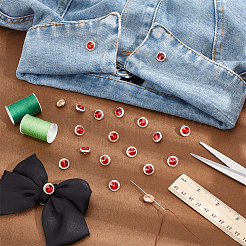 20 шт. плоские круглые пуговицы из цинкового сплава со стразами на 1 отверстия&nbsp;ALRI-NB0001-20A