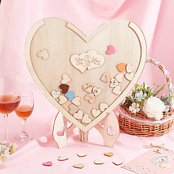 Деревянные украшения для гостевой книги в форме сердца&nbsp;DJEW-WH0034-80