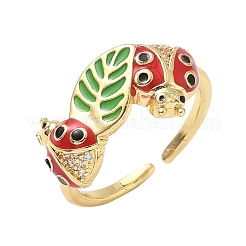 Манжеты из латуни с микро паве кубический цирконий для женщин&nbsp;RJEW-F196-01G