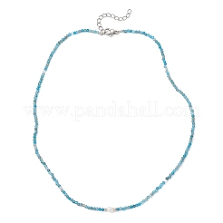 Ожерелья из граненых круглых бусин из натурального апатита диаметром 2 мм.&nbsp;NJEW-JN05918-02