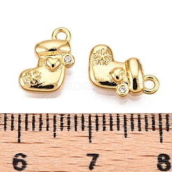 Подвески из прозрачного кубического циркония с микропаве из латуни на рождественскую тематику&nbsp;KK-T073-16G