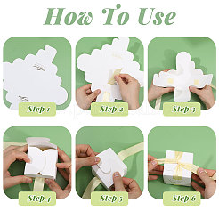 Свадебные бумажные подарочные коробки для конфет с полиэфирной лентой&nbsp;CON-WH0105-08