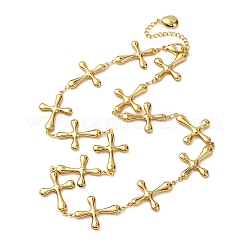 Ожерелья из нержавеющей стали 304 с цепочкой с перекрестными связями для женщин&nbsp;NJEW-G178-03G-02