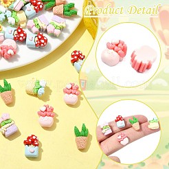 60 шт. 6 стиля кабошонов из непрозрачной смолы в виде горшечных растений&nbsp;CRES-CJ0001-76