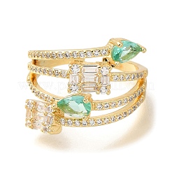 Открытые манжеты из латуни с микро-паве и кубическим цирконием для женщин&nbsp;RJEW-M022-35G