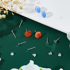 925 плоская круглая фурнитура для сережек-гвоздиков из стерлингового серебра&nbsp;STER-DC0001-92