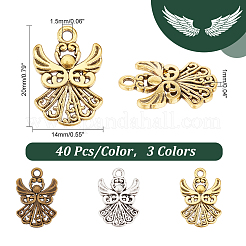 120 шт. 3-цветные подвески в виде ангела в тибетском стиле из сплава&nbsp;TIBEP-PH0001-66