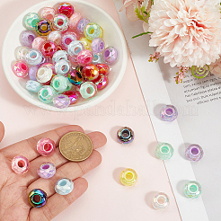 100 шт. УФ-покрытие радужных переливающихся акриловых европейских бусин&nbsp;MACR-PA0001-28