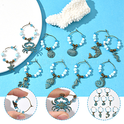 18 шт. подвески для бокалов из сплава морских животных&nbsp;AJEW-SC0004-11