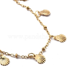 Летние пляжные браслеты на ногу из нержавеющей стали 304 в форме ракушки для женщин&nbsp;AJEW-AN00658