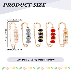 10 шт. 5-х цветные булавки для килта со стеклянными бусинами родель&nbsp;JEWB-LP0001-02