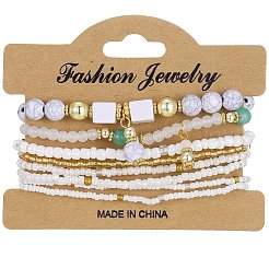 8шт. набор из 8-х видов браслетов из стеклянных бусин&nbsp;WG2CB6D-02