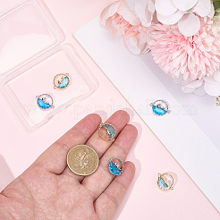 8 шт. 2 цвета латунные подвески-коннекторы с кубическим цирконием небесно-голубого цвета&nbsp;KK-BBC0018-19