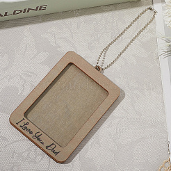 Прямоугольник со словами я люблю тебя папа деревянная подвесная фоторамка&nbsp;HJEW-SP0001-19A