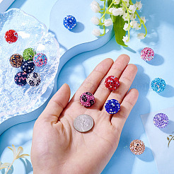 15 шт. 15-цветные бусины из полимерной глины ручной работы со стразами&nbsp;RB-TA0001-15