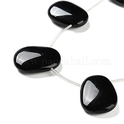 Нить бусин из натурального черного оникса (окрашенная и нагретая)&nbsp;G-NH0019-E01-01