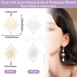 40 шт. 2-х цветные латунные подвески-коннекторы в виде солнечного затмения&nbsp;KK-BBC0011-64