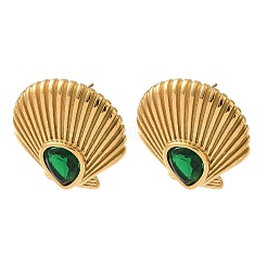 Серьги-гвоздики из нержавеющей стали 304 с кубическим цирконием&nbsp;EJEW-G444-03B-G