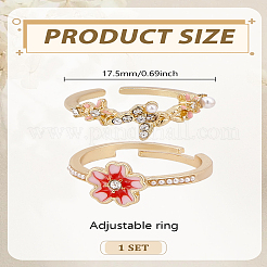 2 шт. 2 стиля кольца-манжеты из сплава со стразами&nbsp;RJEW-LP0002-90