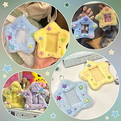 4 шт. 2-х стилистический держатель для фотокарточек в виде звезды с пластиковой шариковой цепочкой&nbsp;HJEW-FG0001-22