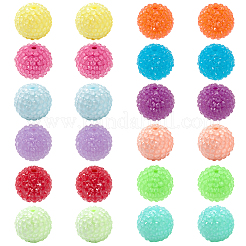 24 шт. 12-х цветные крупные смоляные бусины в форме шариков из жевательной резинки со стразами&nbsp;RESI-SP0001-19