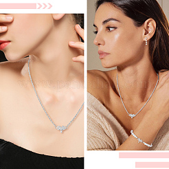 3 шт. 925 банта из стерлингового серебра с прозрачными кубическими цирконами и каплевидными многорядными звеньями&nbsp;STER-BBC0008-44